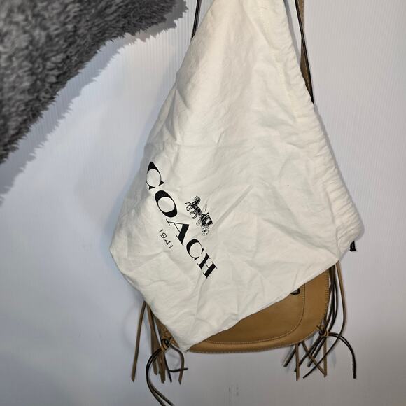 Coach 1941 Whiplash Saddle Bag Fringe Braided Pebble Leather Camel Brown NWT - Picture 14 of 15